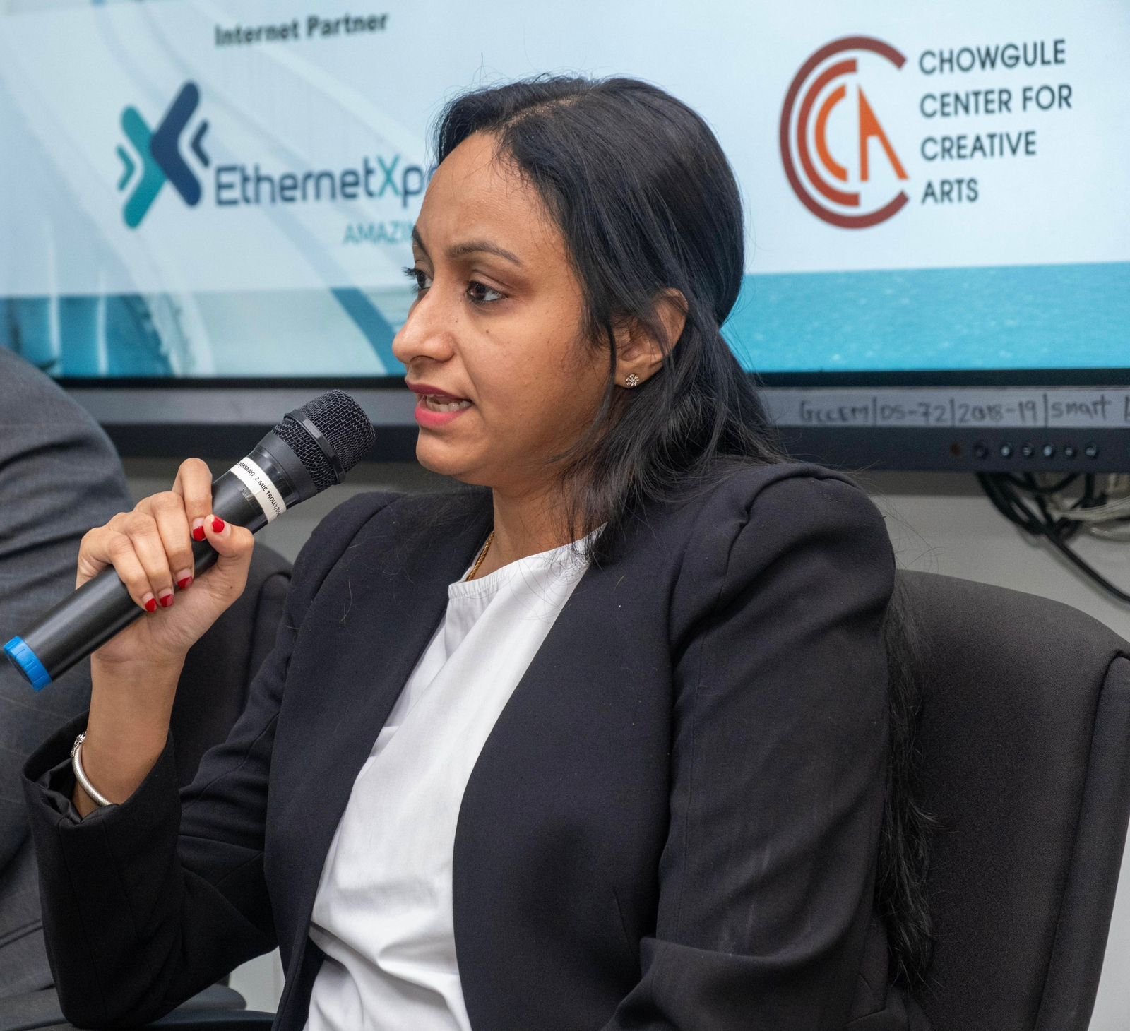 Sunaya Shirodkar, Founder and CEO of Asier Solutions, speaking at a tech education panel in Goa